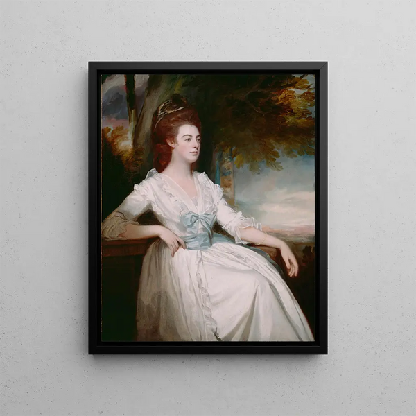 Mademoiselle Clavering - George Romney — framed artwork on a wall