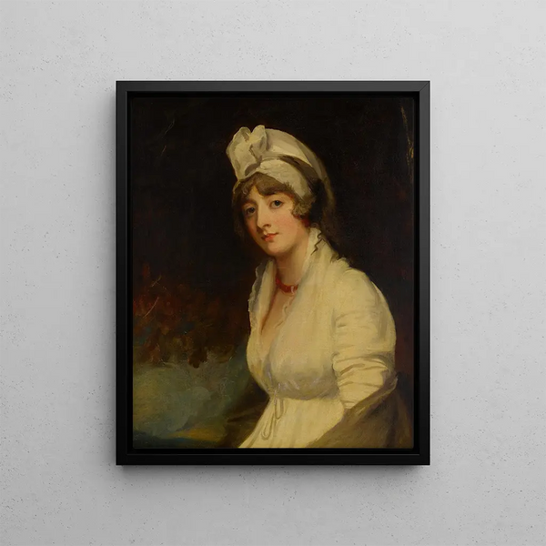 Portrait of Lady Georgina Buckley 1766-1832 née West - George Romney — framed artwork on a wall