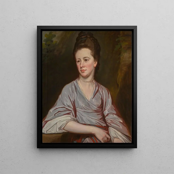 Portrait of Miss Joan Knatchbull - George Romney — framed artwork on a wall