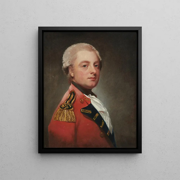 Portrait painting of Sir Michael le Fleming, 4th Baronet - George Romney — framed artwork on a wall