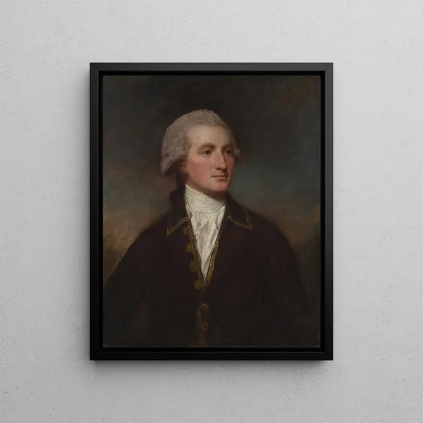 Portrait of a Man - George Romney — framed artwork on a wall