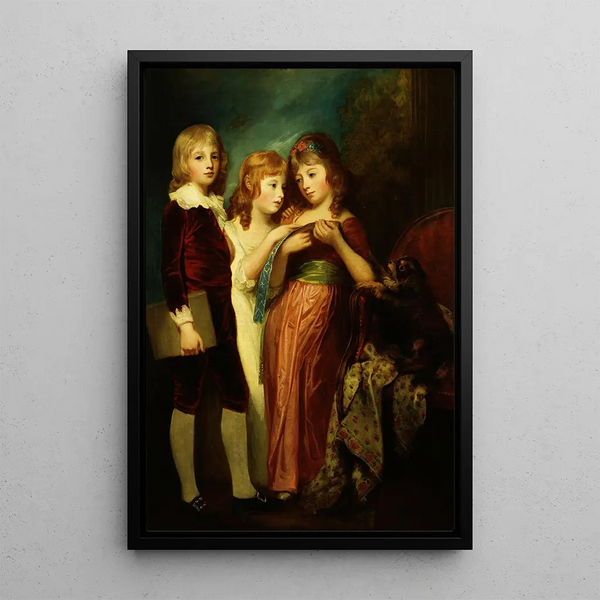 The Hartley Children - George Romney — framed artwork on a wall