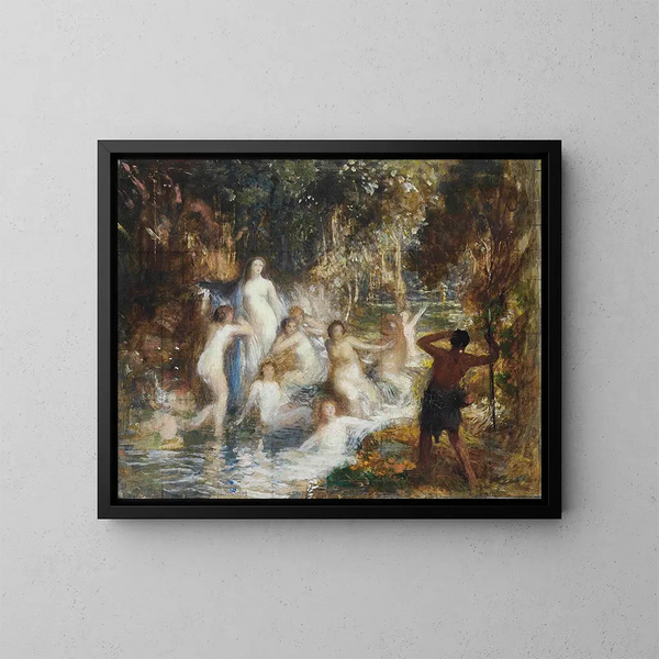 Artistic print of Allegorical figures in a stream - George Spencer Watson — framed artwork on a wall