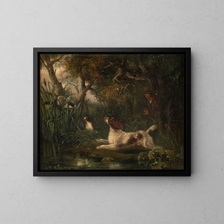 Duck hunting - George Stevens — framed artwork on a wall