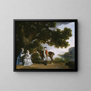 Captain Samuel Sharpe Pocklington with his wife Pleasance and perhaps his sister Frances - George Stubbs — framed artwork on a wall
