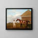 Queue de feu with its trainer at the Newmarket Heath grooming house - George Stubbs — framed artwork on a wall