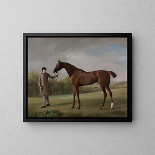Lustre tenu par un valet - George Stubbs — framed artwork on a wall