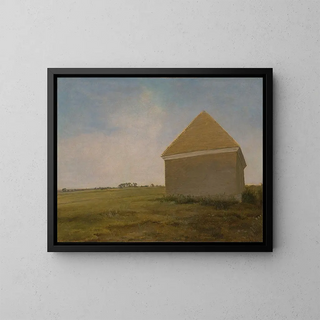 Newmarket Heath with a cleaning house - George Stubbs — framed artwork on a wall