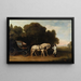 Phaéton with a pair of cream ponies and a stable boy - George Stubbs — framed artwork on a wall