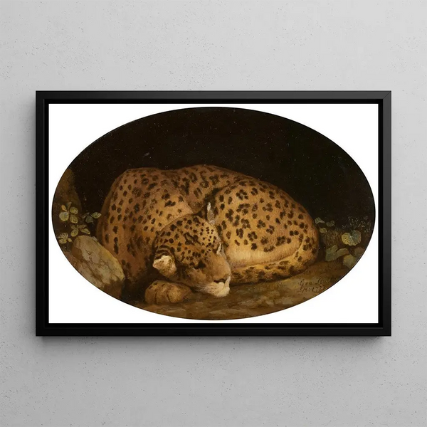 Leopard Sleeping - George Stubbs — framed artwork on a wall