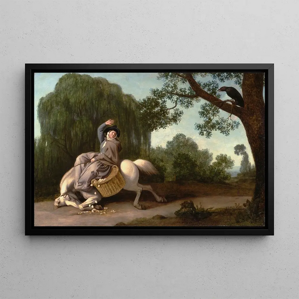La Femme du fermier et le corbeau - George Stubbs — framed artwork on a wall