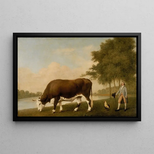 The Lincolnshire Ox - George Stubbs — framed artwork on a wall