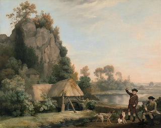 Two gentlemen going hunting with a view of the Creswell Crags captured on the spot - George Stubbs — artwork view