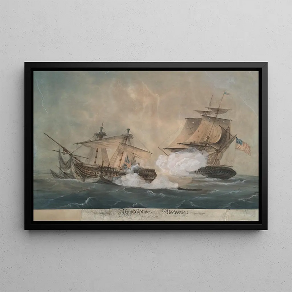the United States capturing the Macedonian - George Thresher — framed artwork on a wall