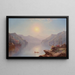 River landscape painting at dawn - George W Waters — framed artwork on a wall