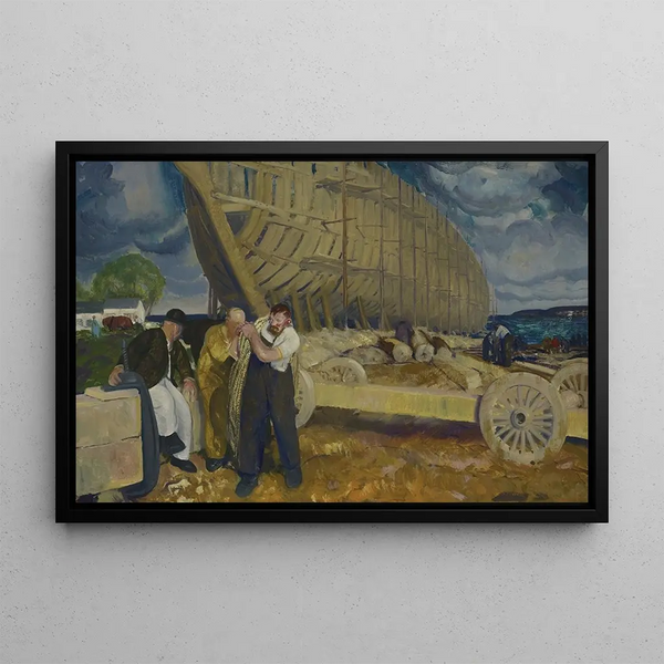 Shipbuilders Painting - George Wesley Bellows — framed artwork on a wall
