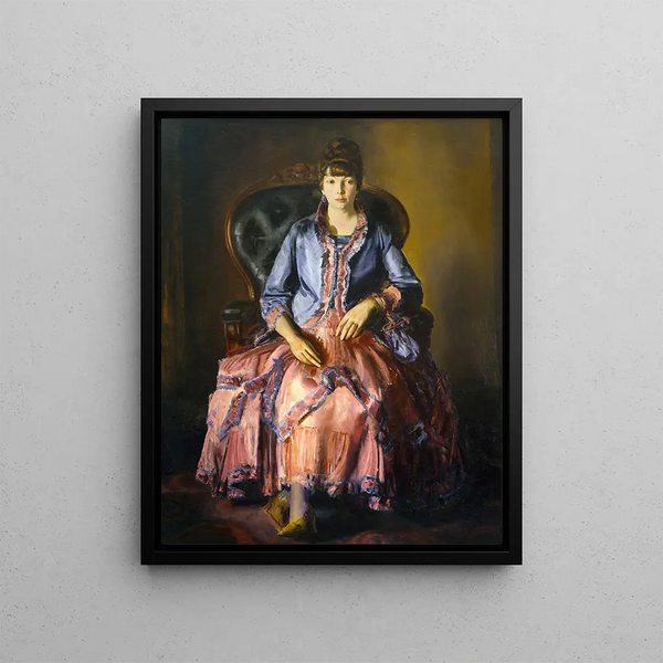 Emma in a purple dress - George Wesley Bellows — framed artwork on a wall