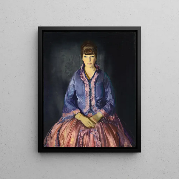 Emma in the purple dress - George Wesley Bellows — framed artwork on a wall
