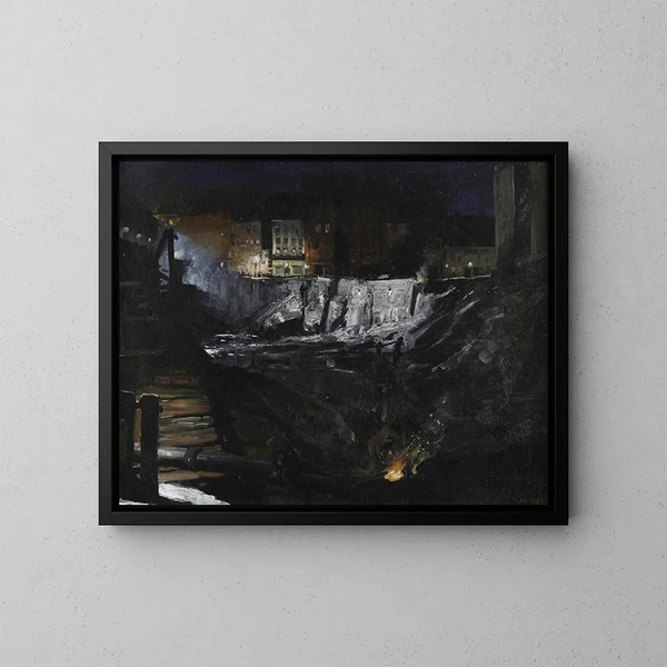 Night Excavation - George Wesley Bellows — framed artwork on a wall