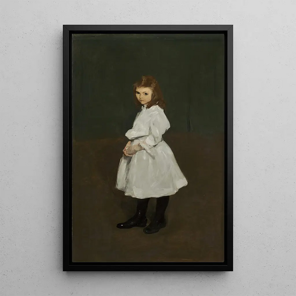 Little girl in white Queenie Burnett - George Wesley Bellows — framed artwork on a wall