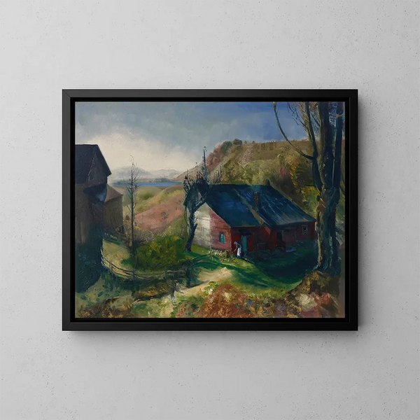 Mountain Farm Painting - George Wesley Bellows — framed artwork on a wall