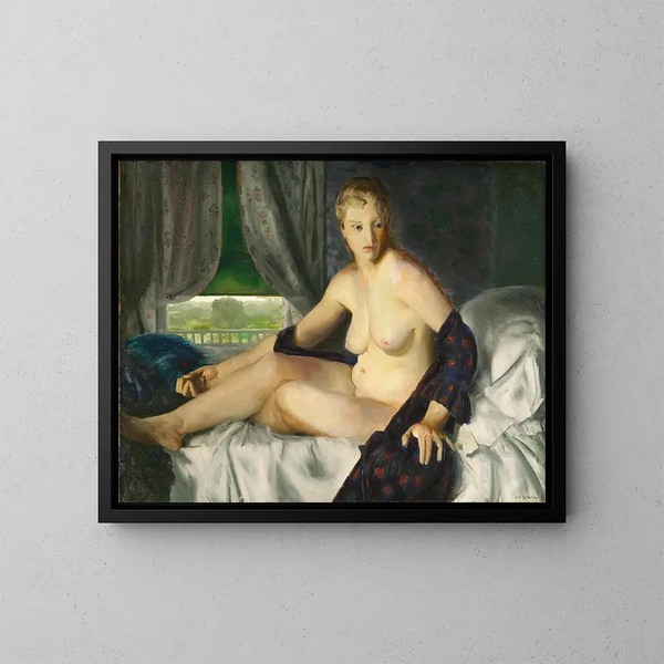 Nude painting with fan - George Wesley Bellows — framed artwork on a wall