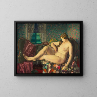 Nude with a hexagonal cover - George Wesley Bellows — framed artwork on a wall