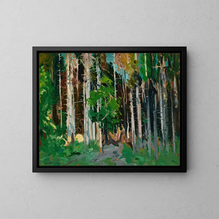 A through the trees, Monhegan Island, Maine - George Wesley Bellows — framed artwork on a wall