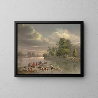 Scene on the Wabash - George Winter — framed artwork on a wall