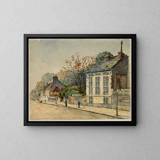 Jean-Jacques Rousseau's country house painting, 20 quai de Passy - Georges-Henri Manesse — framed artwork on a wall