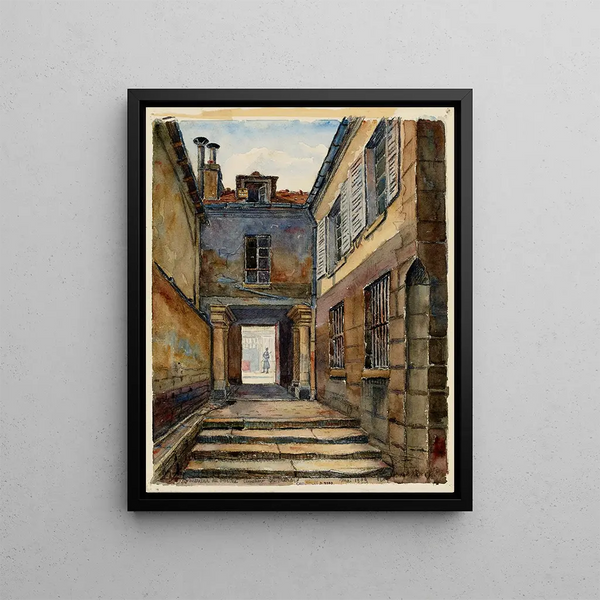 Porch and interior passage of the entrance to Saint Médard cemetery 41 Daubenton Street - Georges-Henri Manesse — framed artwork on a wall