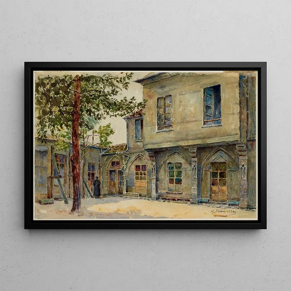 Vue de la Cour des Bâtiments Claustraux - Georges-Henri Manesse — framed artwork on a wall