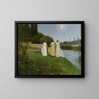 Salutations à la lune crépusculaire - Georges-Marie-Julien Girardot — framed artwork on a wall