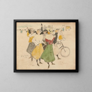 Les cyclistes - Georges Alfred Bottini — framed artwork on a wall