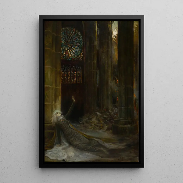 Interior of a cathedral painting - Georges Antoine Rochegrosse — framed artwork on a wall