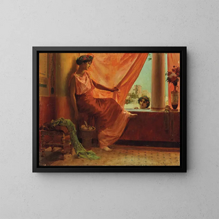 The Red Curtain of Algiers - Georges Antoine Rochegrosse — framed artwork on a wall