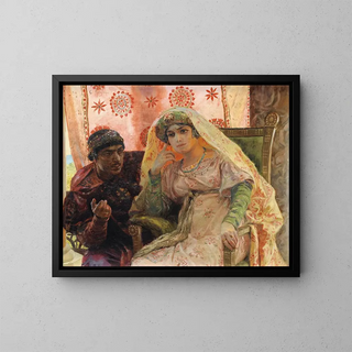 The Secret Conversation - Georges Antoine Rochegrosse — framed artwork on a wall