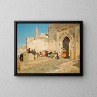 The door of the Kasbah in Tangier - Georges Bretegnier — framed artwork on a wall