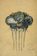 a preparatory drawing for a comb decorated with swans and water lilies - Georges Callot — artwork view