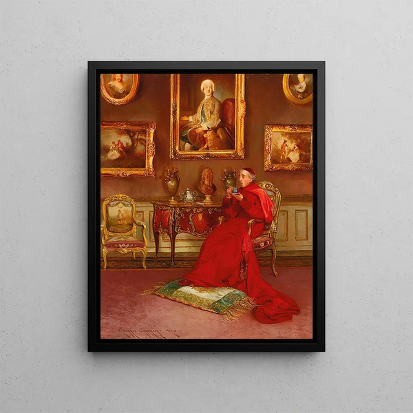 Taking Tea - Georges Croegaert — framed artwork on a wall