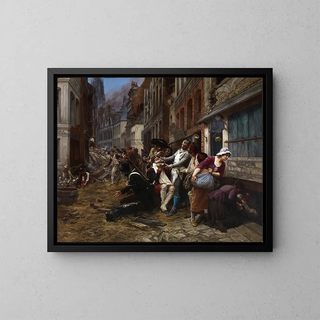 Episode of the Siege of Lille 1792 - Georges Gaston Théodore Melingue — framed artwork on a wall
