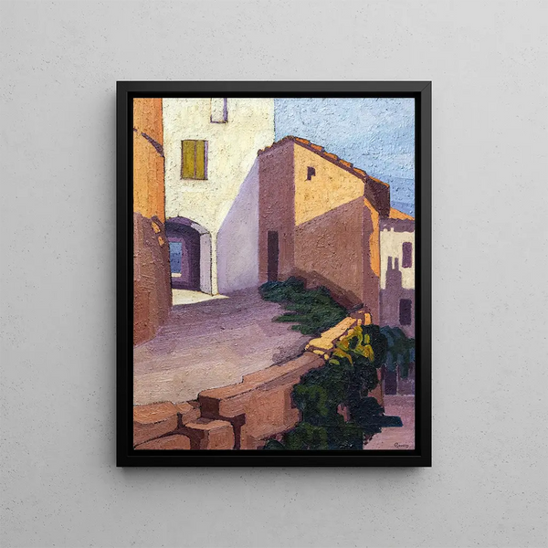 Maisons à Puycelsi - Georges Gaudion — framed artwork on a wall