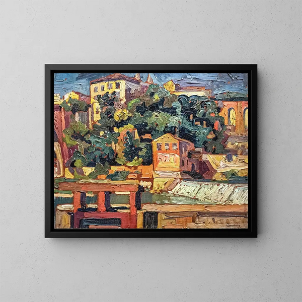 Le moulin et la Castagne à Rabastens - Georges Gaudion — framed artwork on a wall