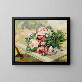 Still life with roses - Georges Jeannin — framed artwork on a wall
