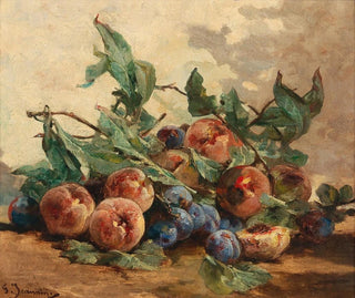 Still life with fruits, plums and peaches - Georges Jeannin — artwork view