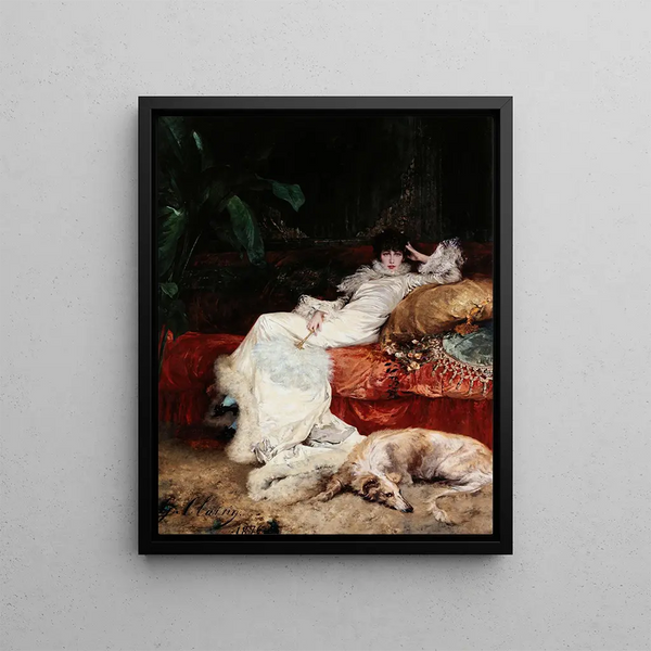 Portrait of Sarah Bernhardt - Georges Jules Victor Clairin — framed artwork on a wall