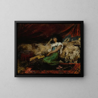 The peacock fan - Georges Jules Victor Clairin — framed artwork on a wall