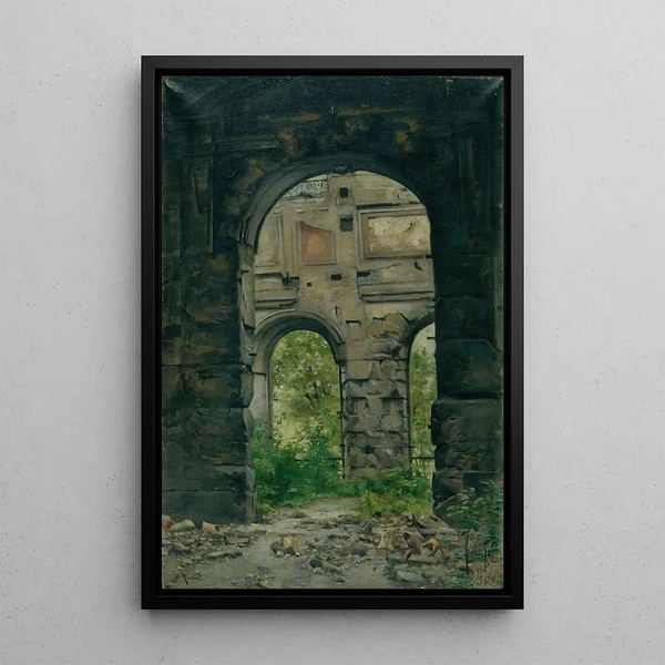 Interior view painting of the ruins of the former Court of Auditors, Quai d'Orsay - Georges Rouard — framed artwork on a wall