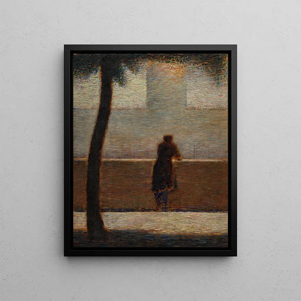 A man leaning on a parapet - Georges Seurat — framed artwork on a wall