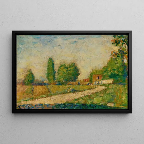 At the edge of the village - Georges Seurat — framed artwork on a wall